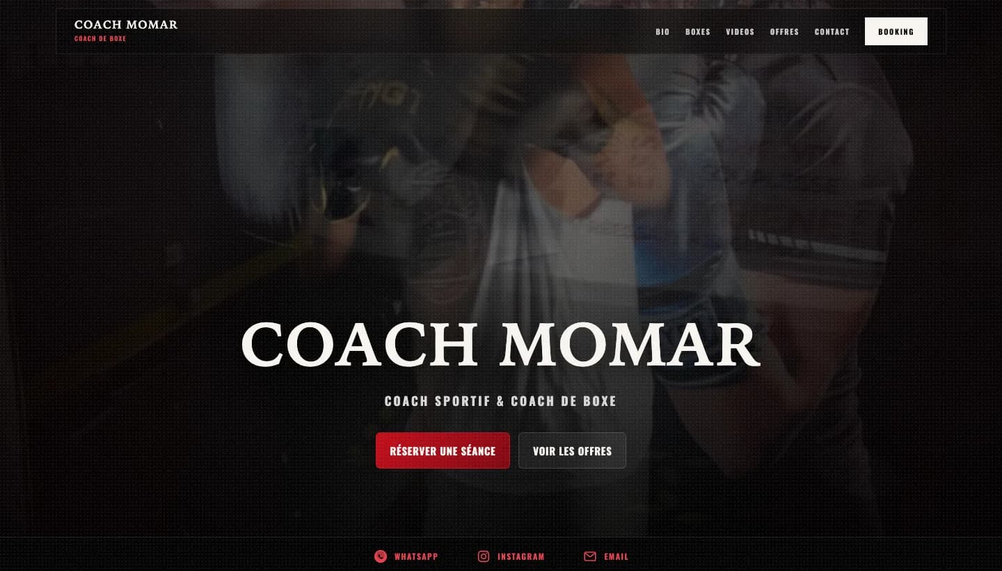 Coach Momar en version desktop